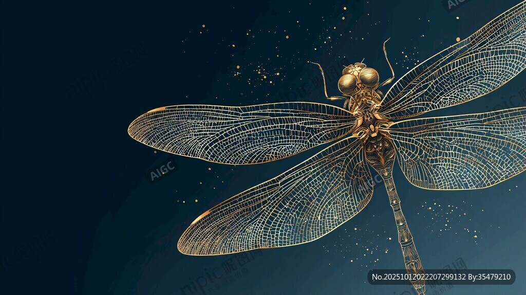 金色蜻蜓的梦幻微观世界