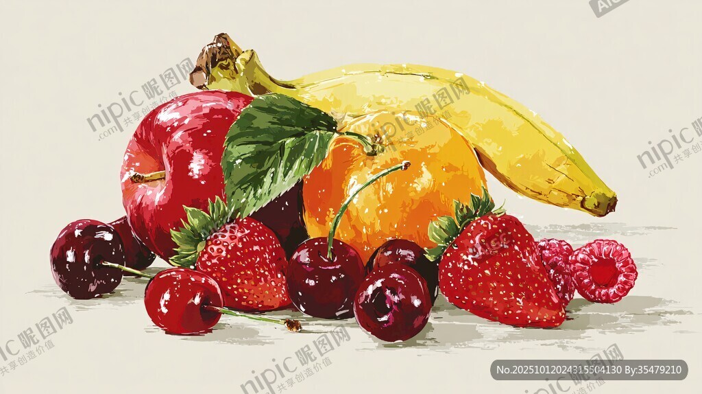 缤纷多彩水果静物画
