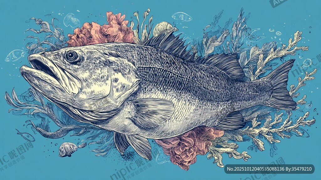 深海鲈鱼的奇幻海底世界