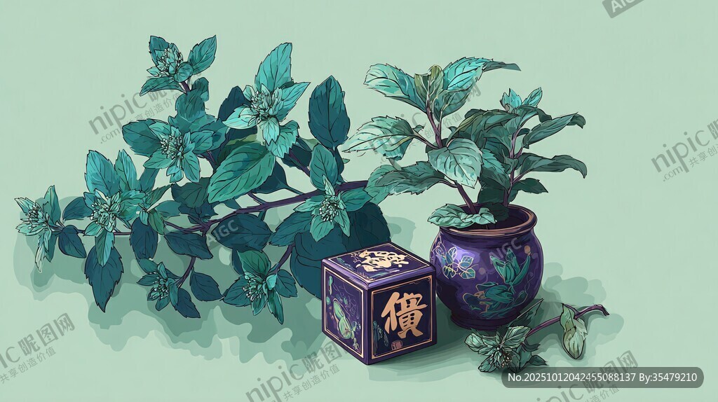 中式盆栽与绿植静物展示