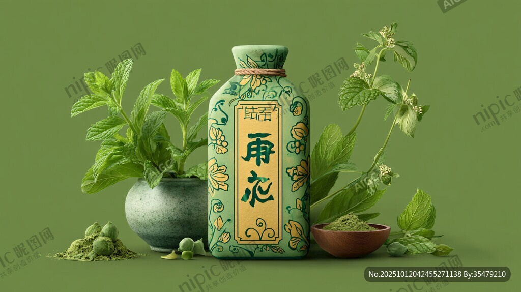 中式古风香氛瓶与绿植