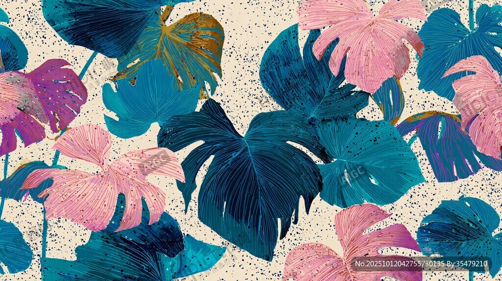 热带花叶图案背景设计