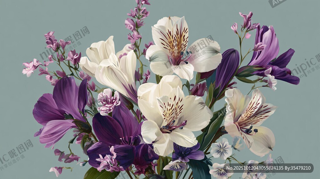 紫白花卉组合精美插花