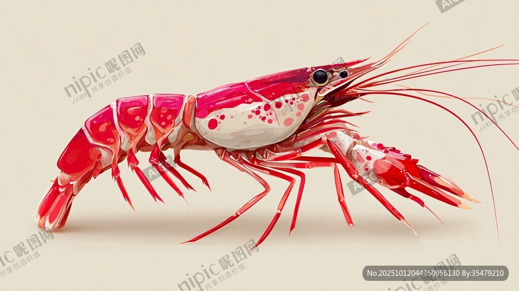 鲜艳红虾特写