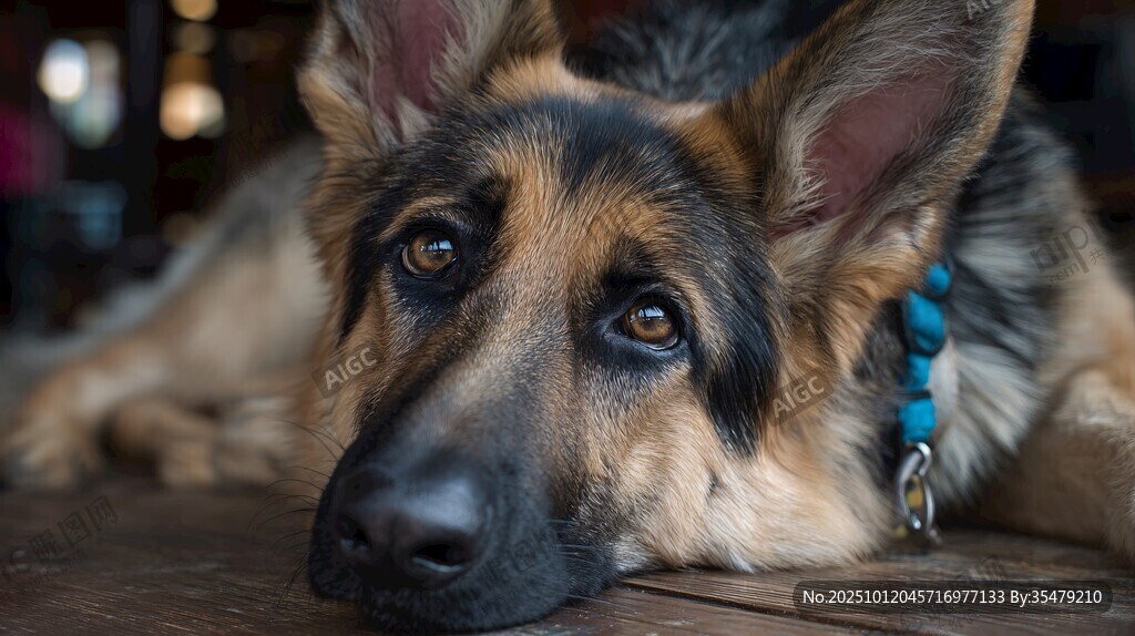 趴卧的帅气德国牧羊犬