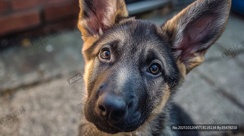 可爱德国牧羊犬幼犬特写