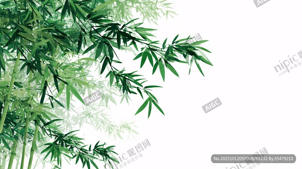 翠绿竹叶 清新自然之景