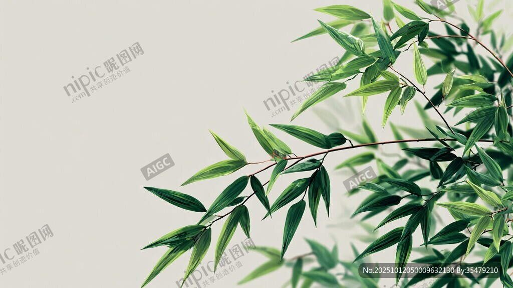 清新翠绿竹叶特写