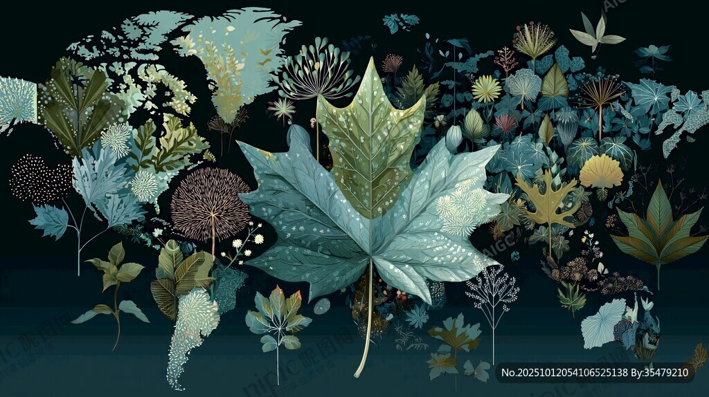 梦幻植物群像插画