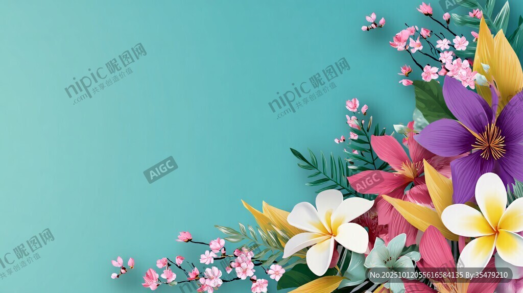 清新花卉边框背景图