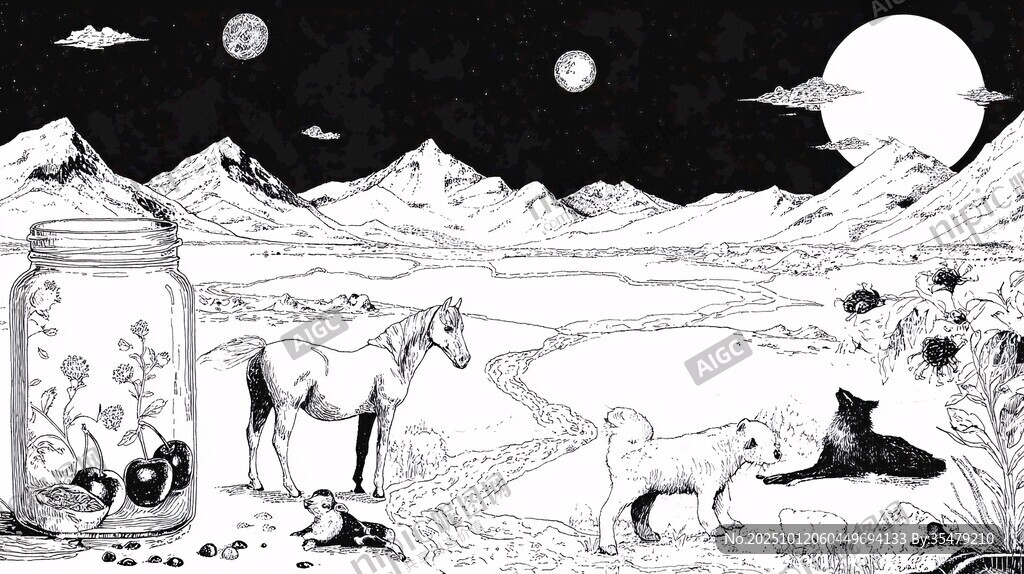 梦幻原野动物月光景象