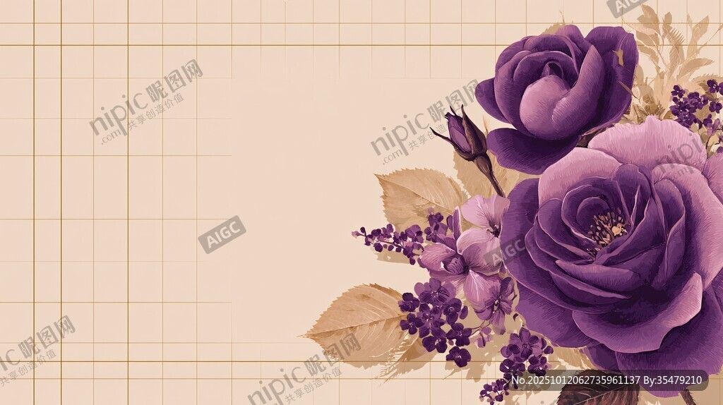 紫色花卉精美装饰背景图