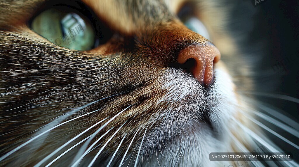 猫咪特写 绿眸与粉鼻