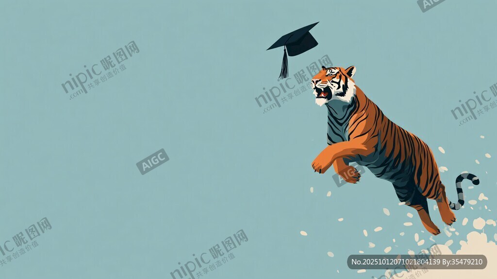 猛虎跃空抛学士帽