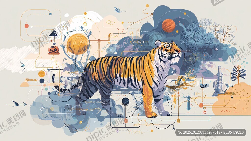 奇幻世界中的斑斓猛虎