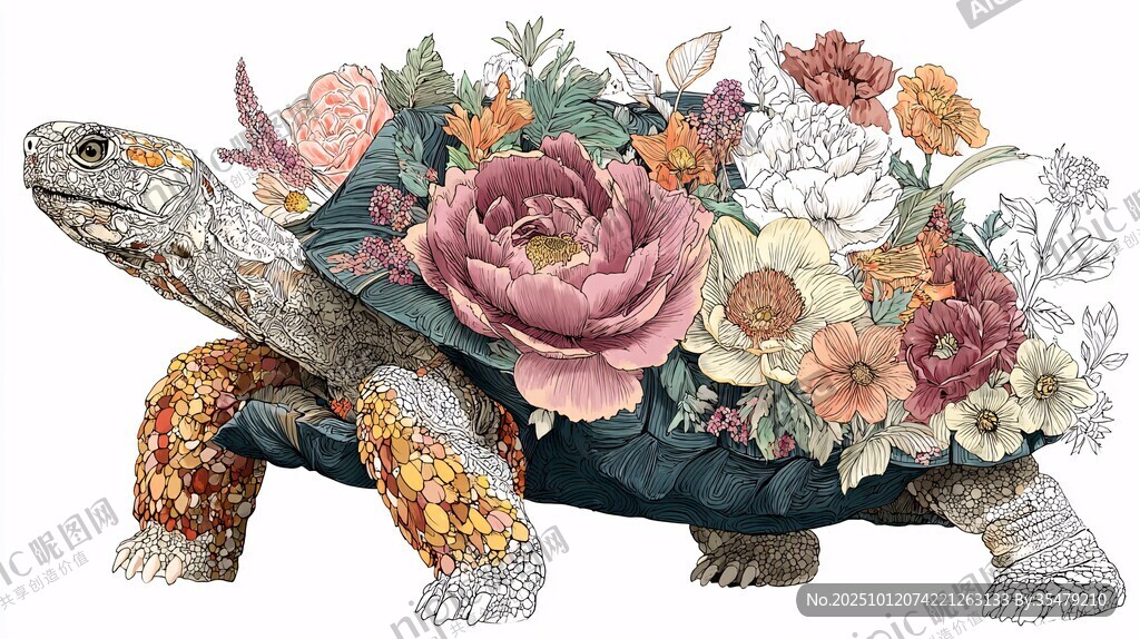 花饰乌龟插画