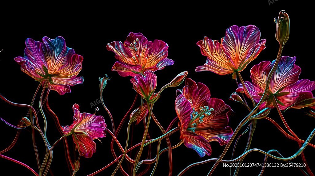 梦幻绚丽花卉绽放图