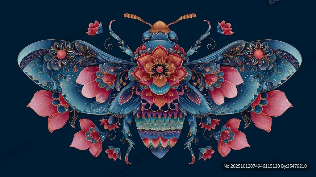 花饰蜜蜂插画