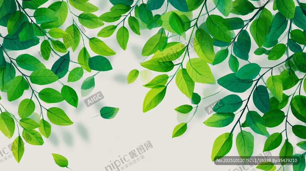清新绿叶背景图