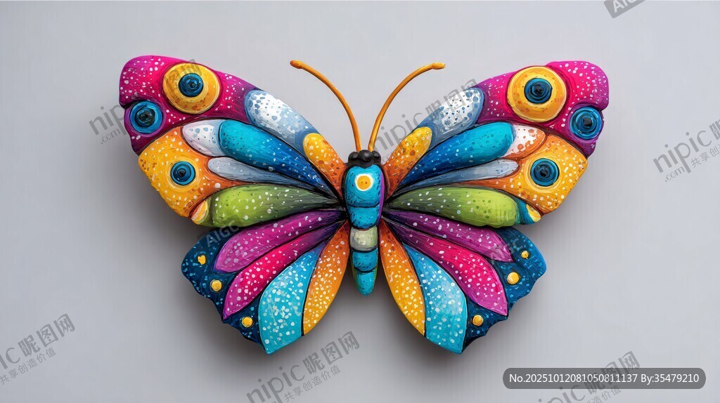 多彩立体蝴蝶艺术装饰品