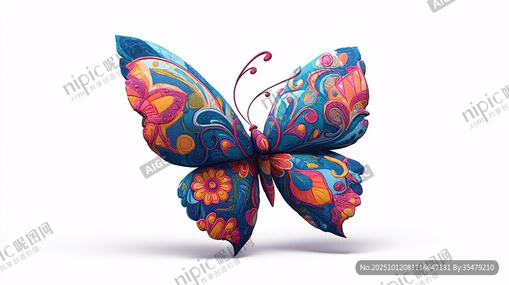 彩色花纹蝴蝶艺术形象