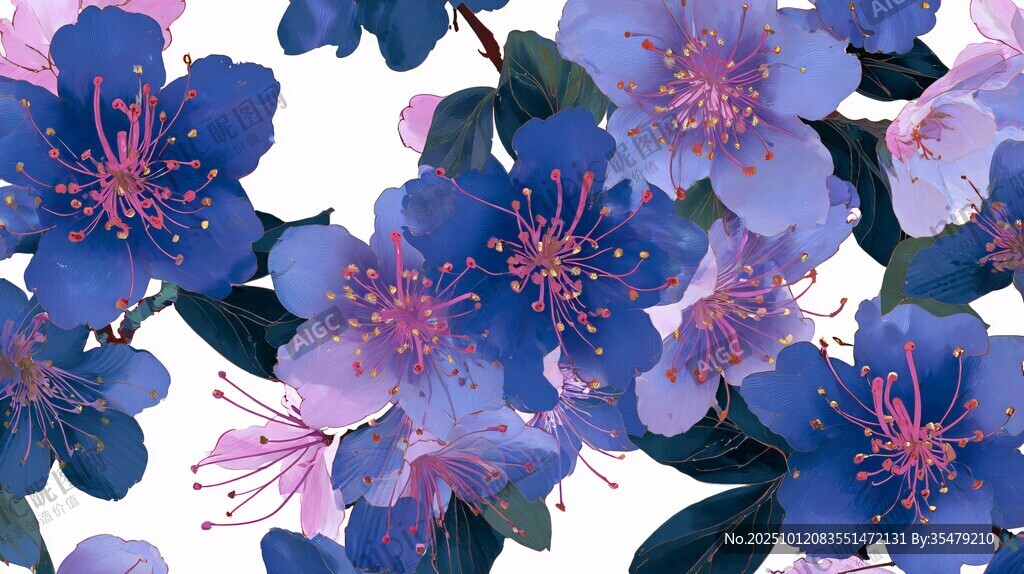 蓝色花卉图案 唯美清新