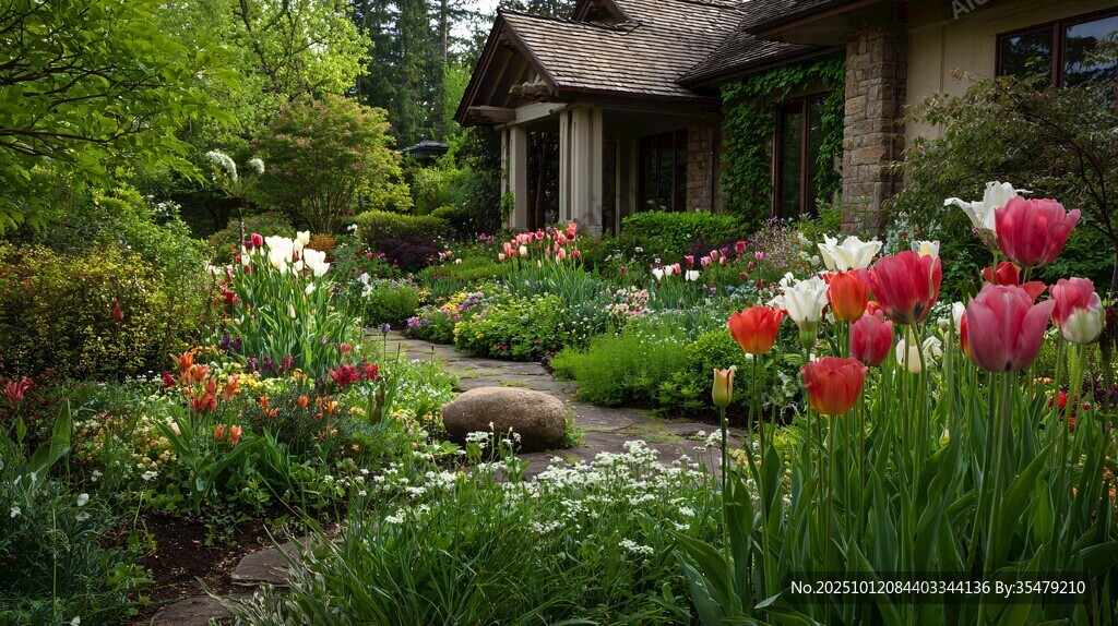 花园小屋 繁花簇拥的美景
