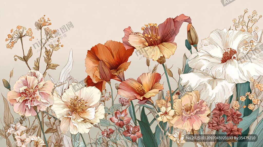 浪漫花卉插画