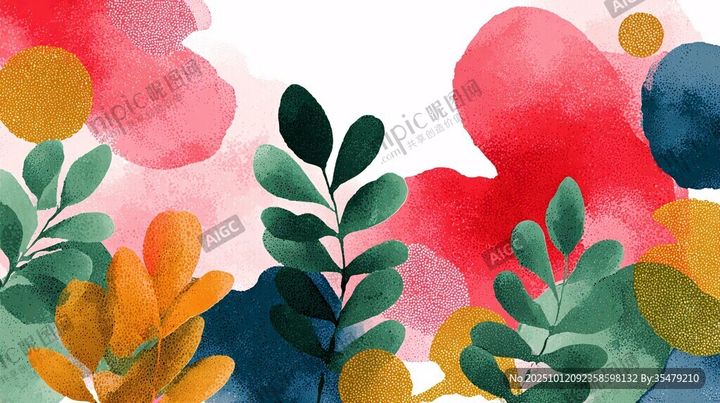 水彩绘就的多彩植物景观