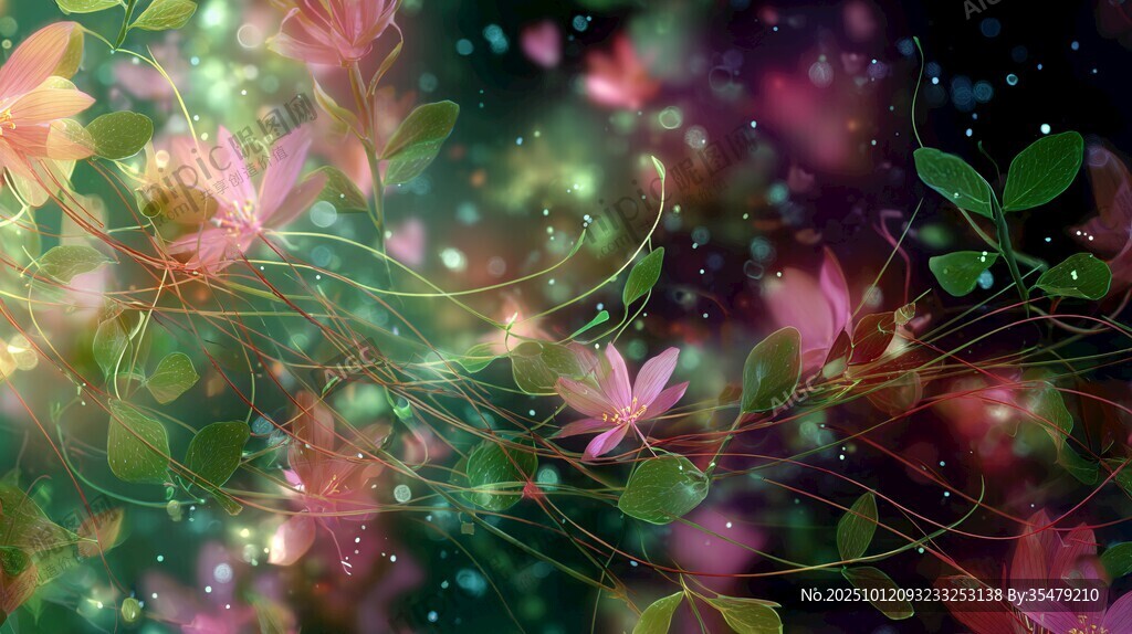 梦幻花卉光影背景图