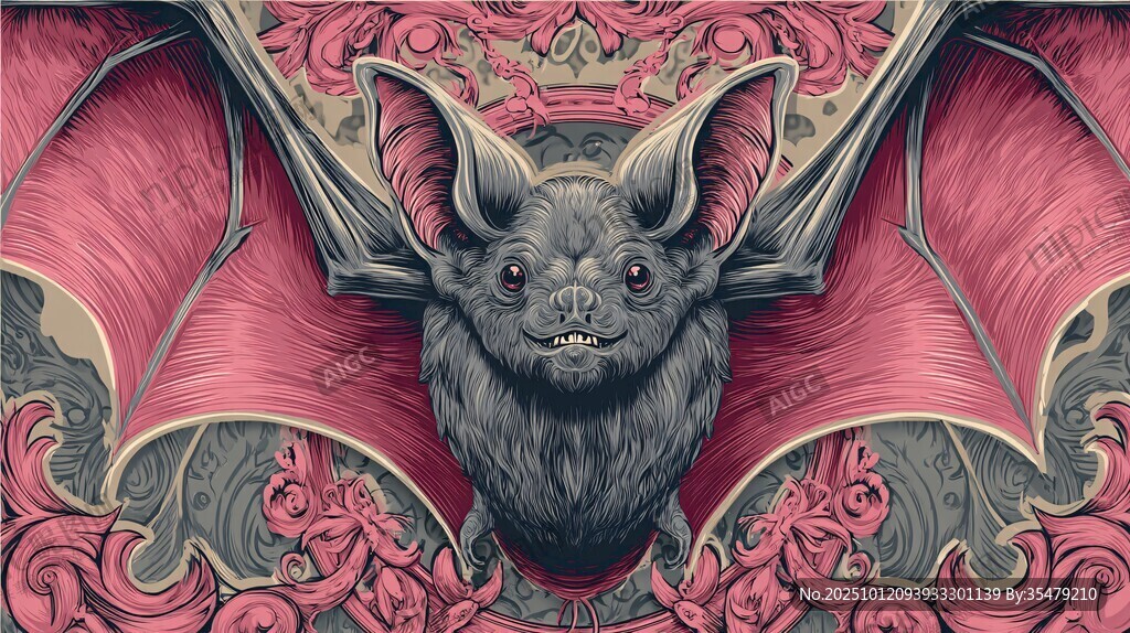 哥特风蝙蝠插画艺术图案
