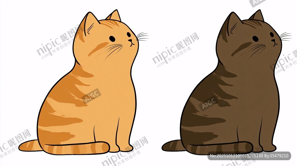 两只可爱猫咪并排坐