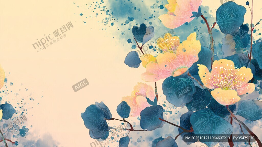 水墨花卉背景图