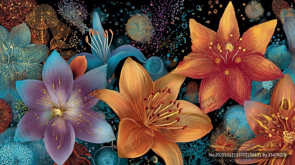 梦幻绚丽花朵宇宙艺术图景