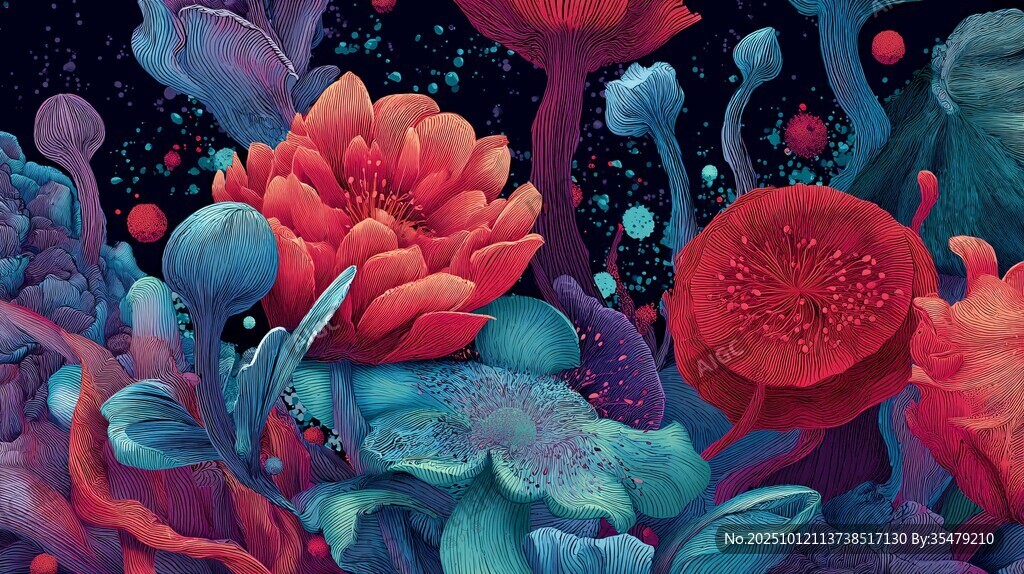 梦幻绚丽的奇幻花卉世界