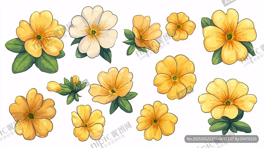 黄色小花插画素材集合