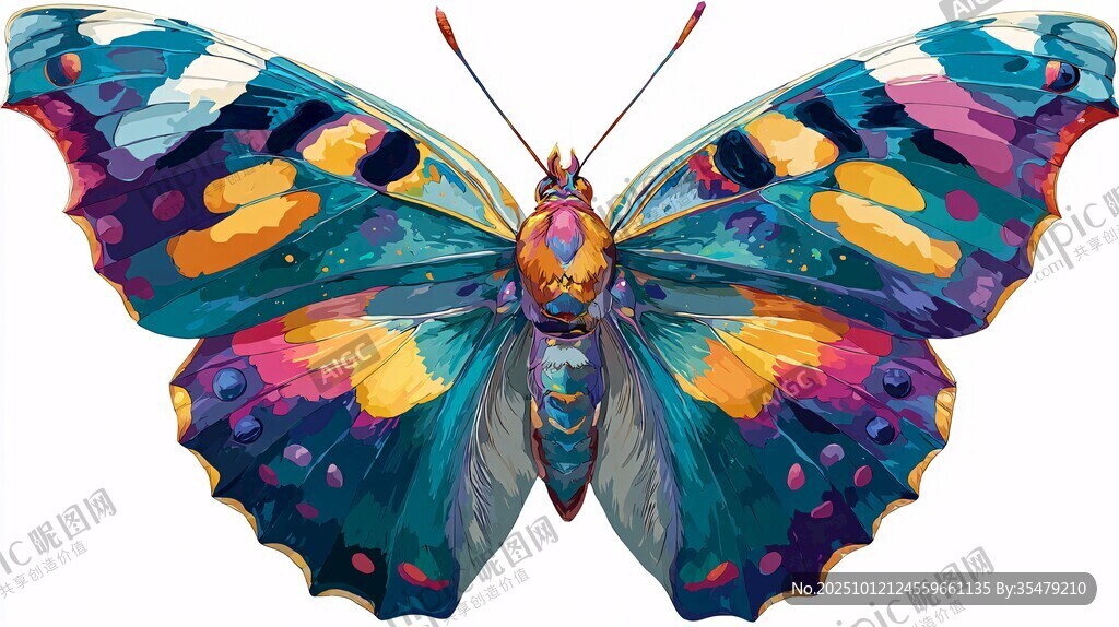 梦幻多彩蝴蝶插画