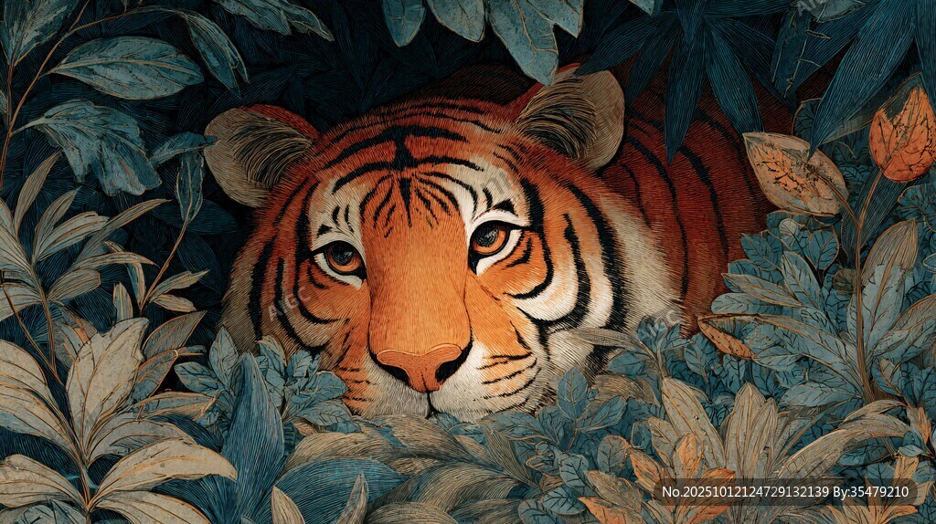 丛林中隐匿的斑斓猛虎
