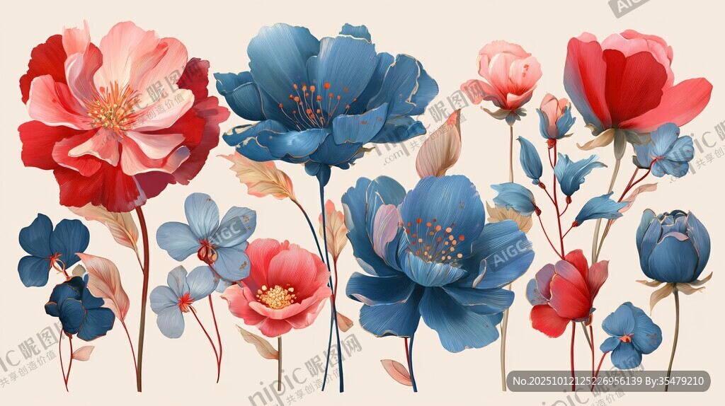 绚丽多彩花卉插画集合