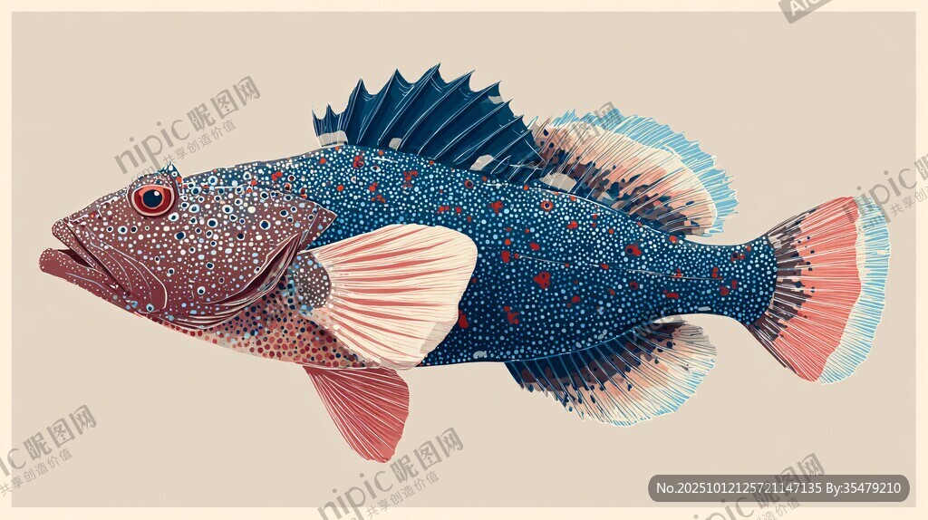 色彩斑斓的海洋鱼类插画