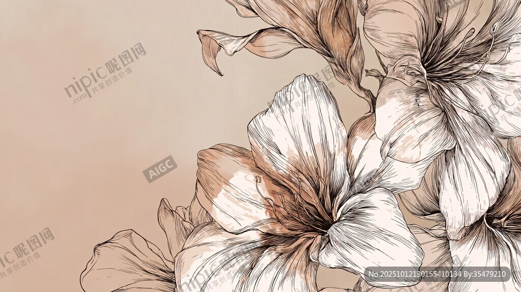 手绘花卉插画 优雅自然风