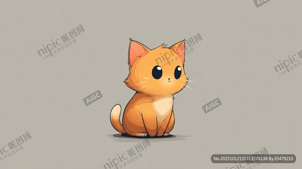 可爱橘色小猫乖巧坐姿