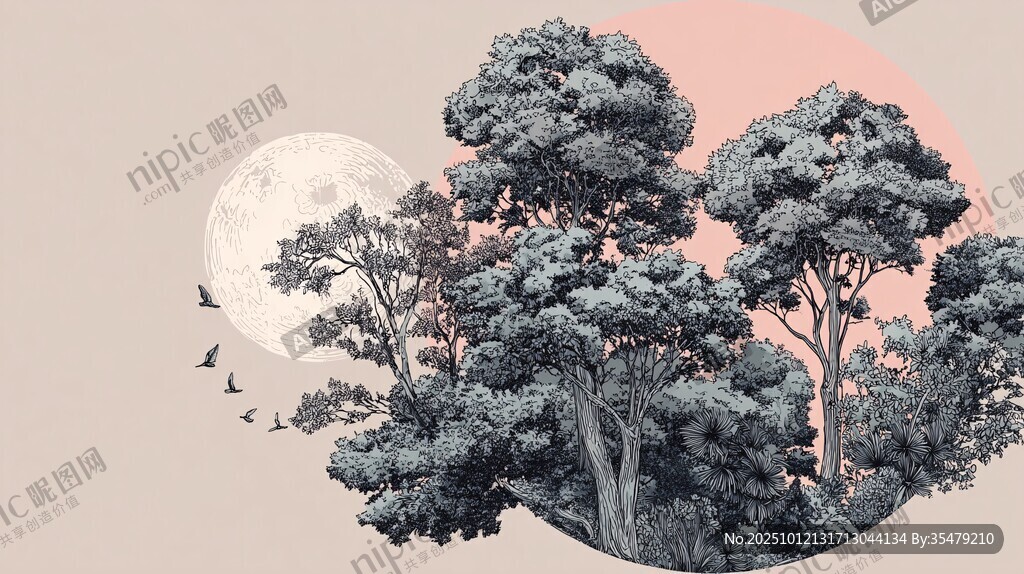 月夜森林景象