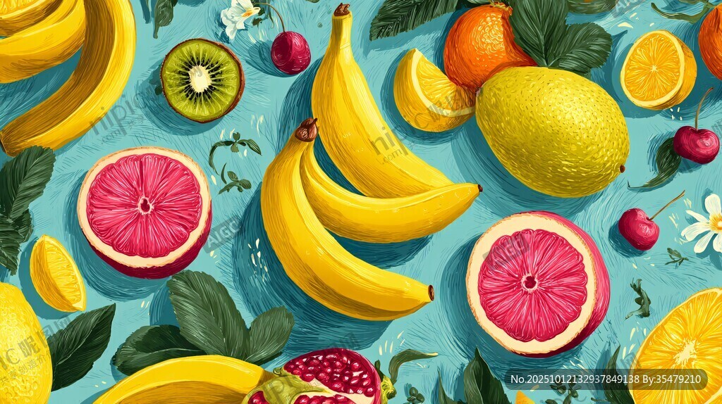 多彩缤纷的水果插画世界