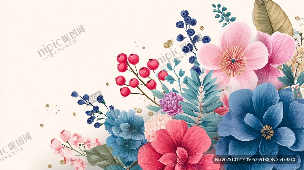 绚丽多彩花卉装饰图案