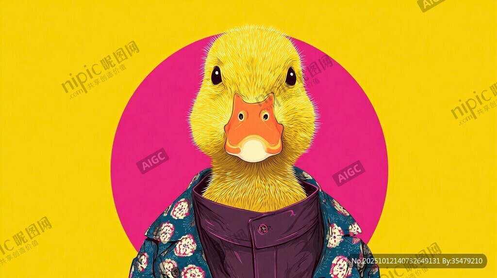 时尚小鸭插画形象