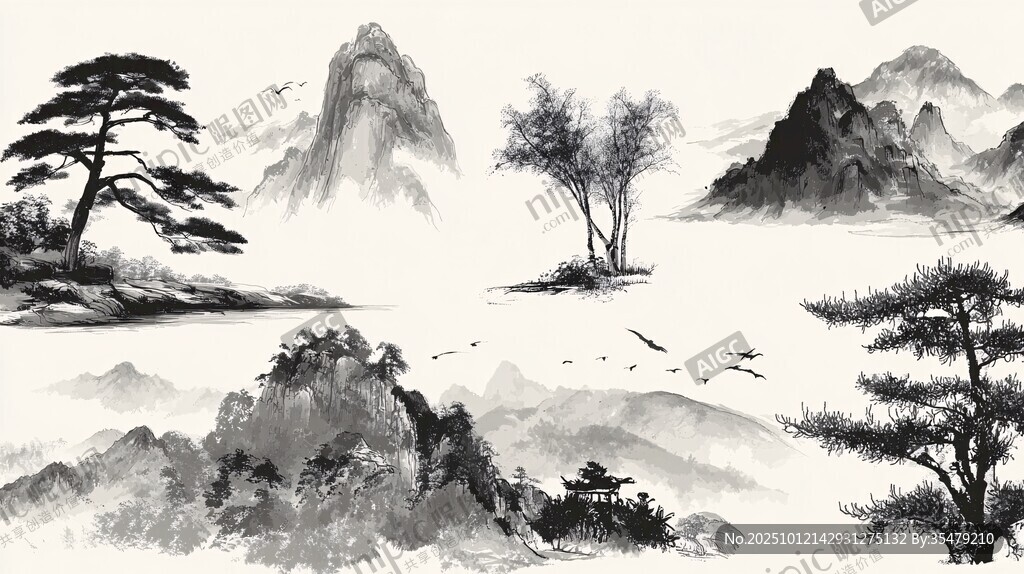 水墨山水间的静谧景致