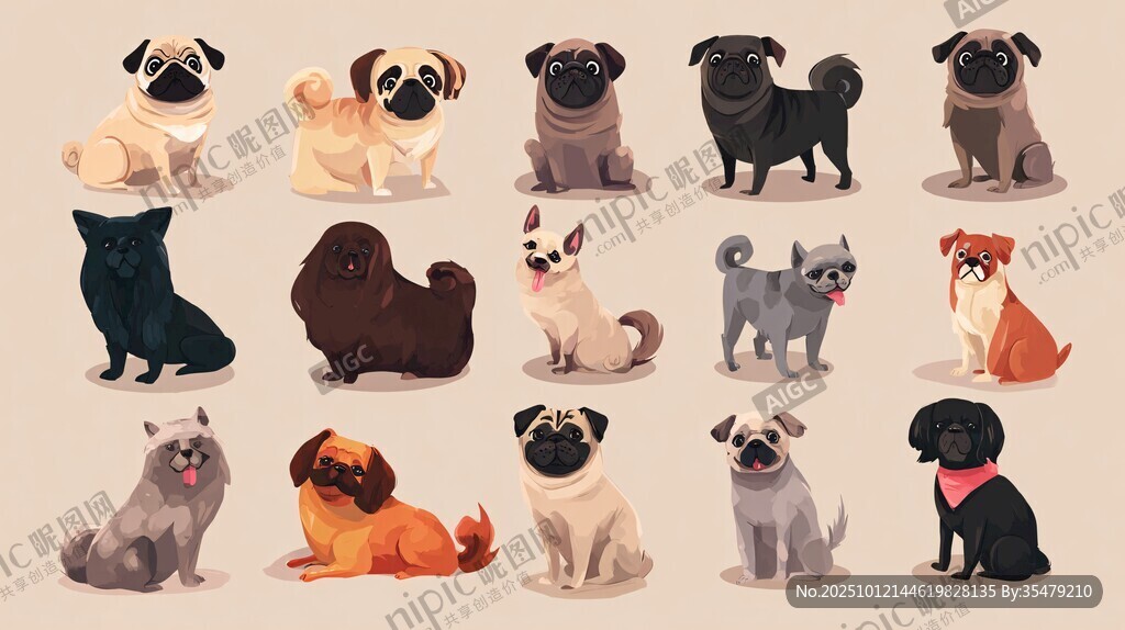 多样萌犬插画集合