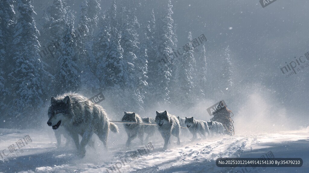 雪地狼群奔腾的震撼瞬间