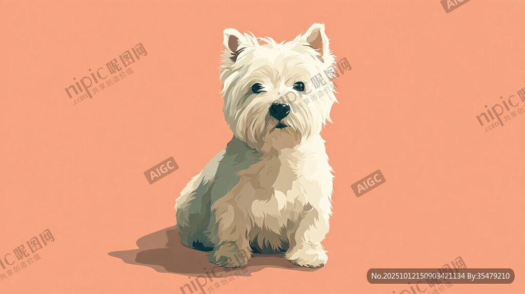 可爱西高地白梗犬插画